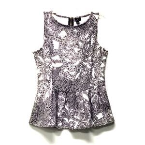 Worthington black and white peplum top sleeveless blouse Size: M